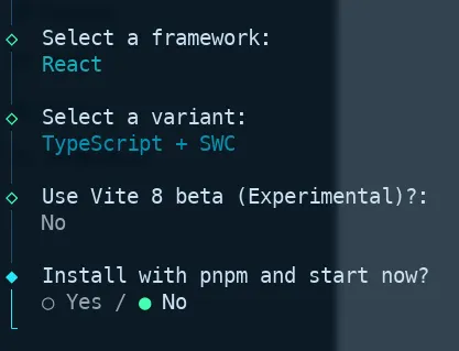 Vite project created successfully