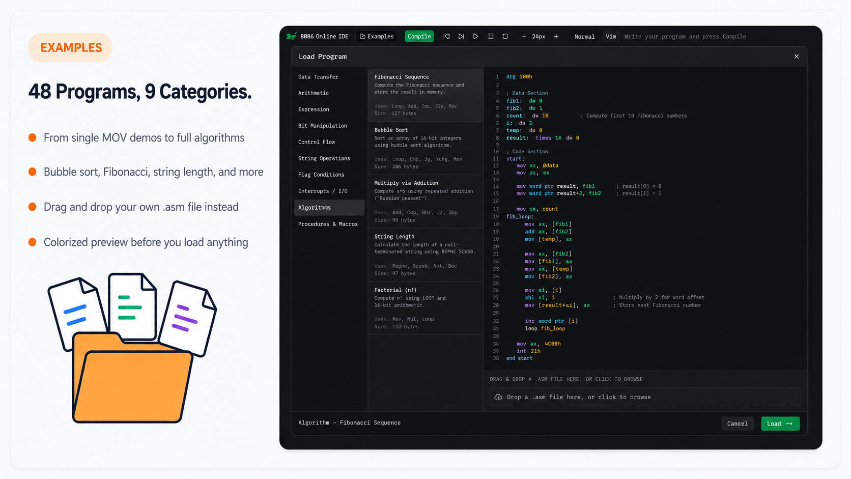 Built-in example programs