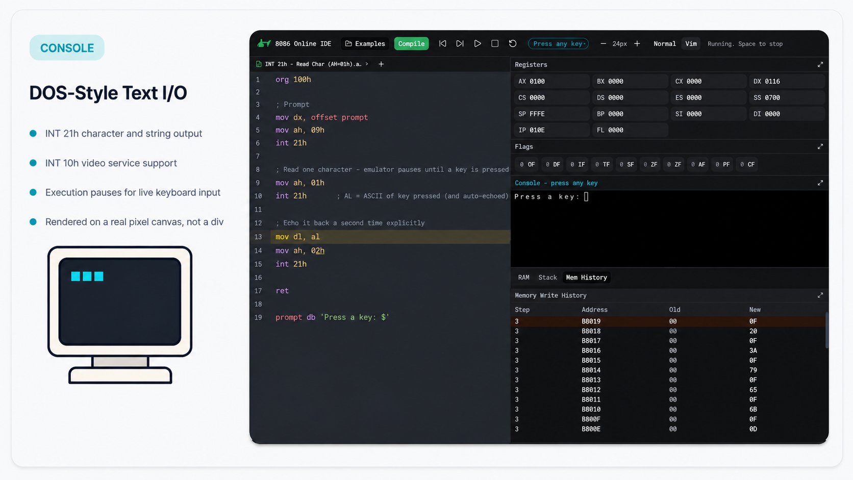 DOS-style text I/O